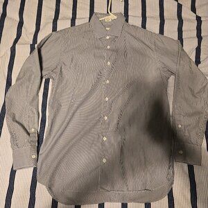TAYLOR STITCH WHITE AND BLUE STRIPPED LONG SLEEVE SHIRT MEDIUM (40)